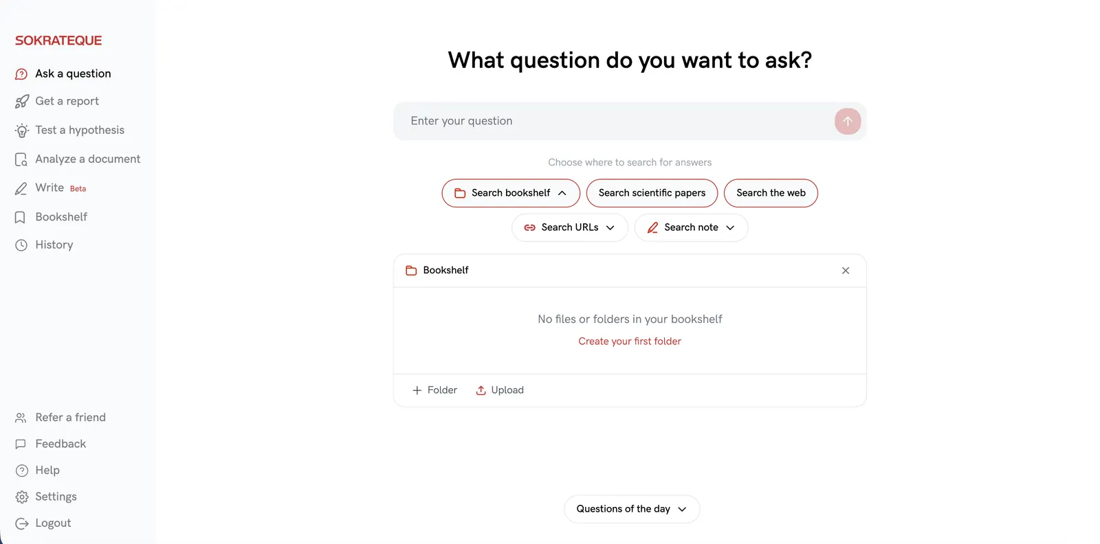 Sokrateque.ai research assistant interface