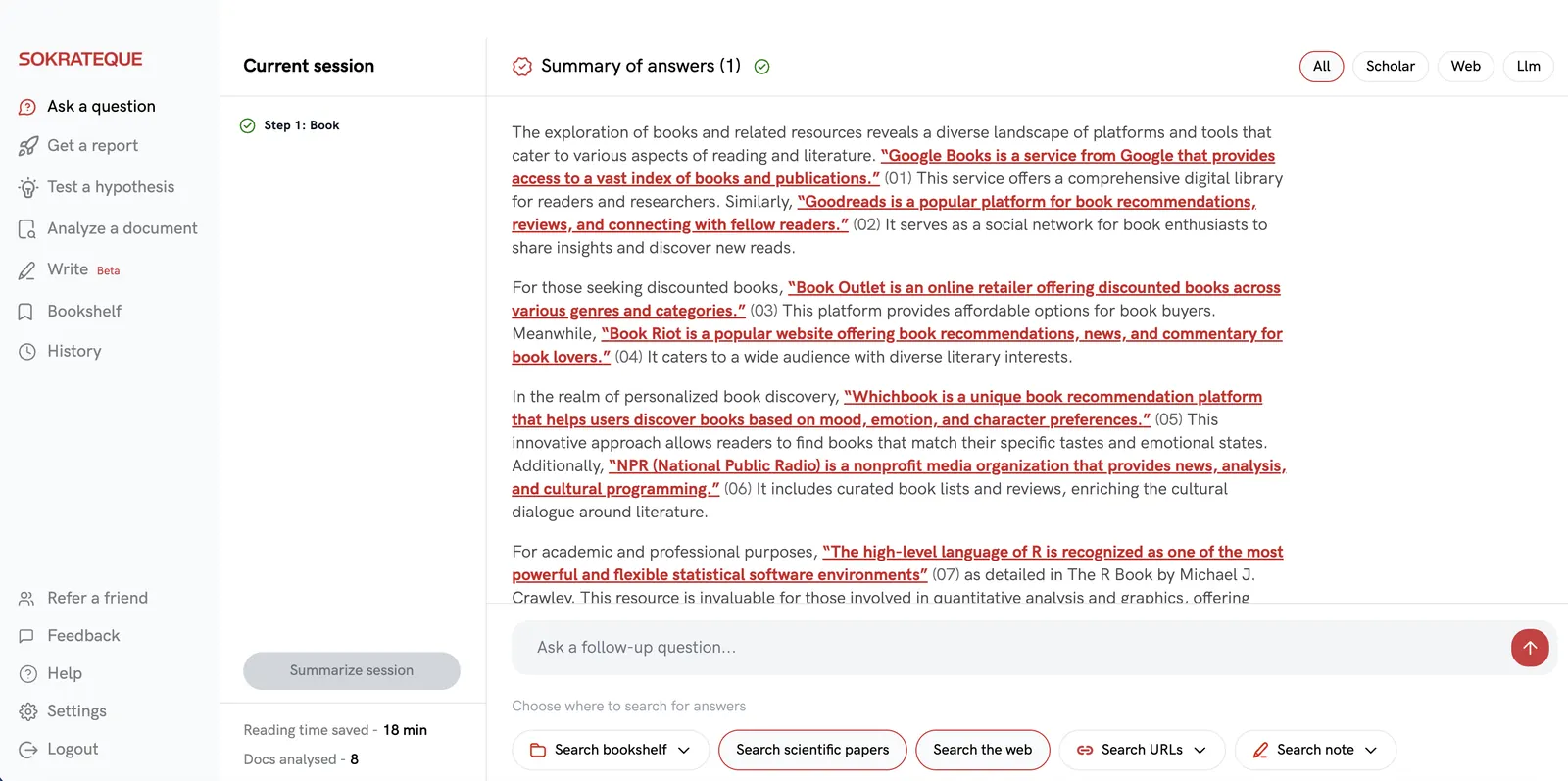 Sokrateque.ai citation-aware answers
